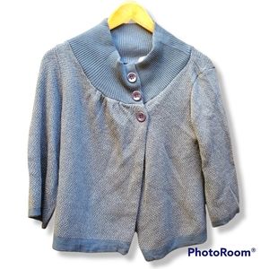 Tricot Joli Teal Cropped Cardigan Cape || Sm